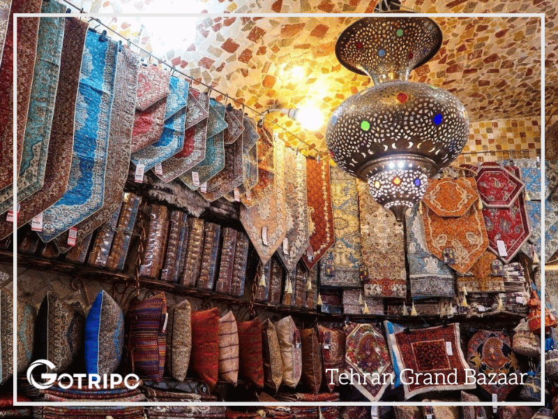 Traditional Persian Carpets and Rug Market in Tehran Grand Bazaar 