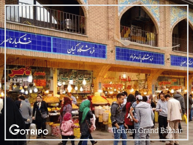 Tehran Grand Bazaar with traditional architecture and busy shopping scene